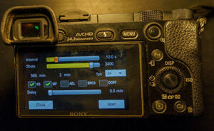 Sony A6000-Display mit Intervalometer-APP